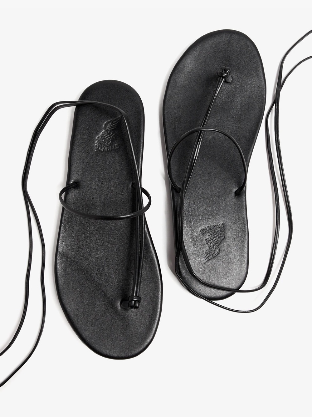 Ancient Greek Sandals Black Leather Straps: Size 36